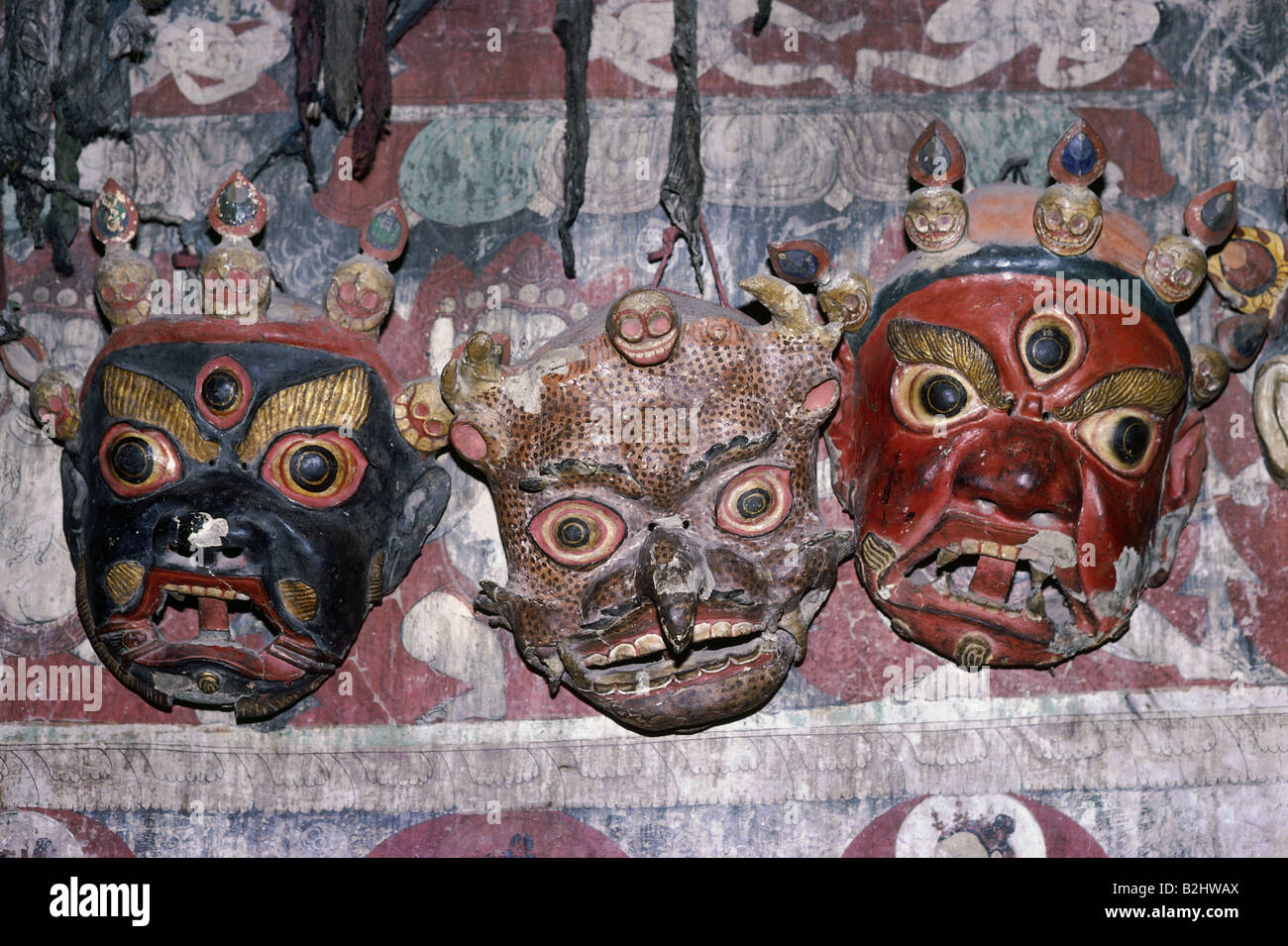 geography / travel, India, Ladakh, Gompa Spitok masks, mask, , Stock Photo