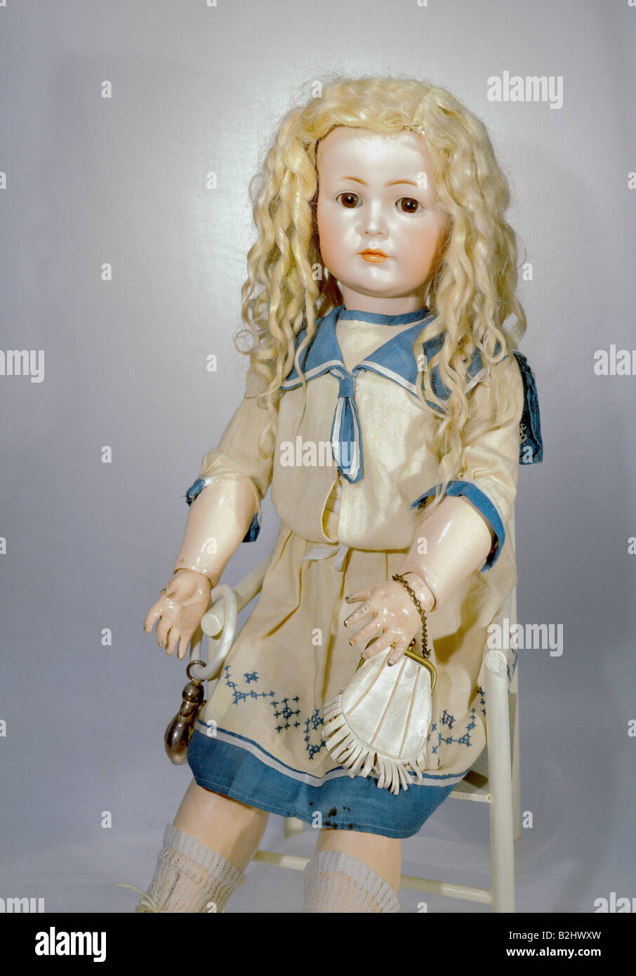 toys, dolls, character doll, bisque porcelain, height (sitting) 47 cm