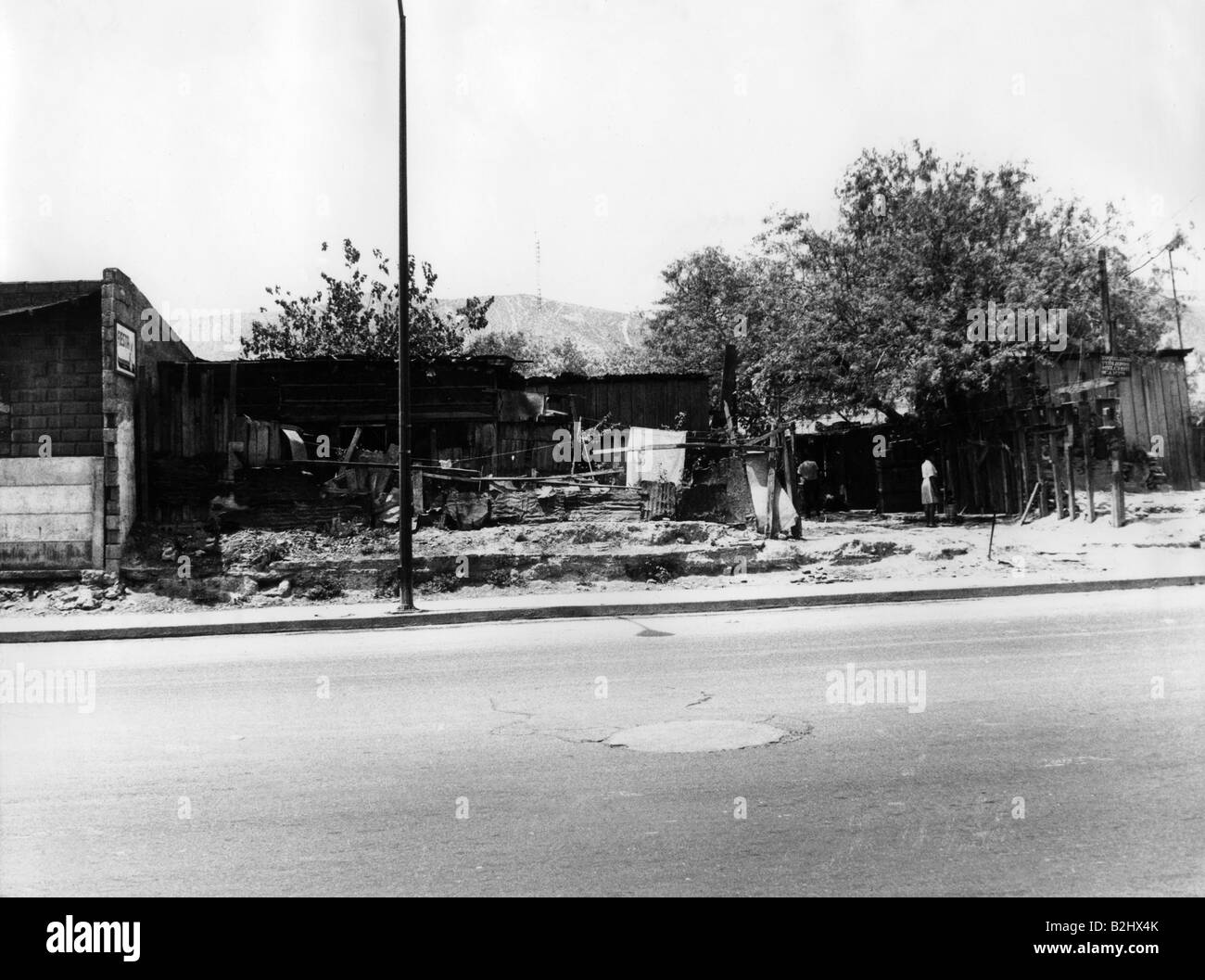 geography / travel, Mexico, Monterrey, street scenes, huts at street, 1971, Stock Photo