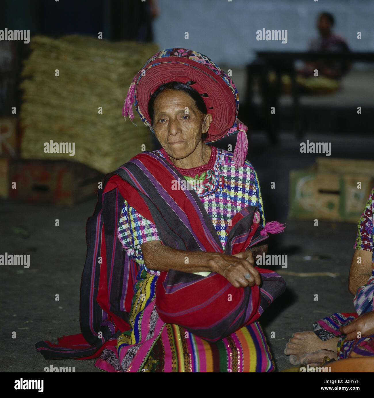 people, women, Guatemala, woman on the market in Santiago de Atitla, ethnic, ethnology, Central America, indigenous, native, clo Stock Photo