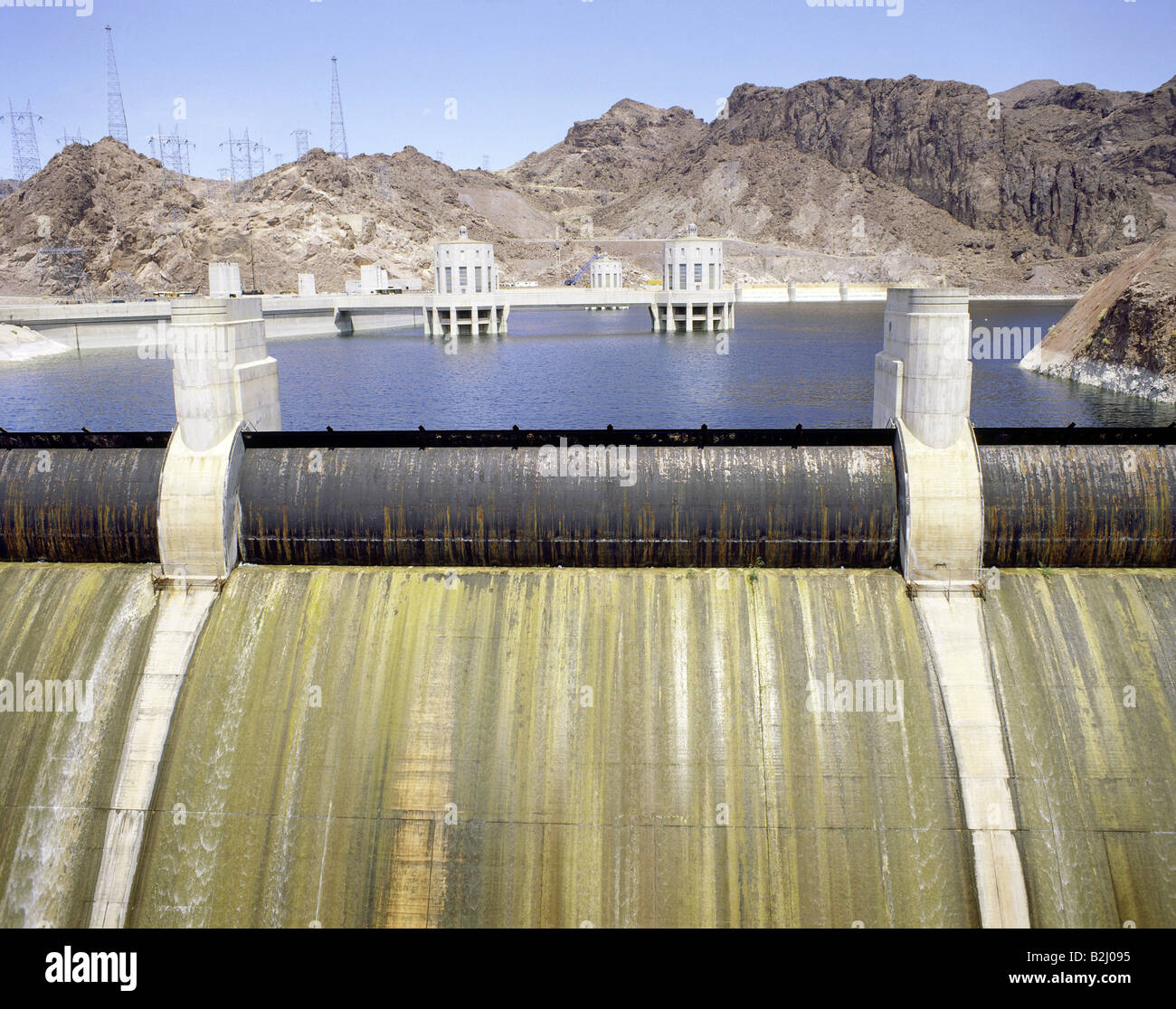 geography / travel, USA, Nevada, Hoover Dam, at Colorado River, built 1931  - 1935, overflow, Black Canyon, retaining wall, Gunni Stock Photo - Alamy