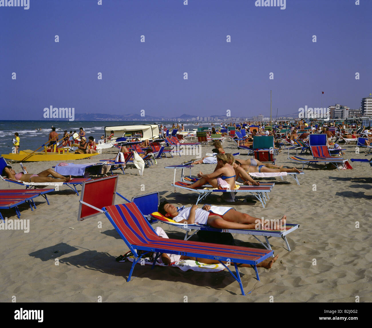 geography / travel, Italy, Riccione, beach, tourists, emilia romagna, nothern italy, Europe, tourism, holiday, holidays, vacation, travel, summer, holiday, adriatic sea, Stock Photo