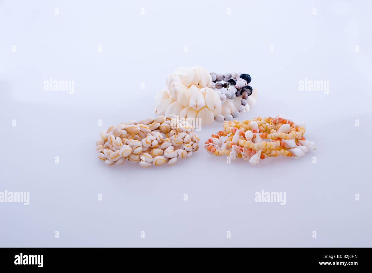 Three shell necklaces from the South Pacific Stock Photo - Alamy