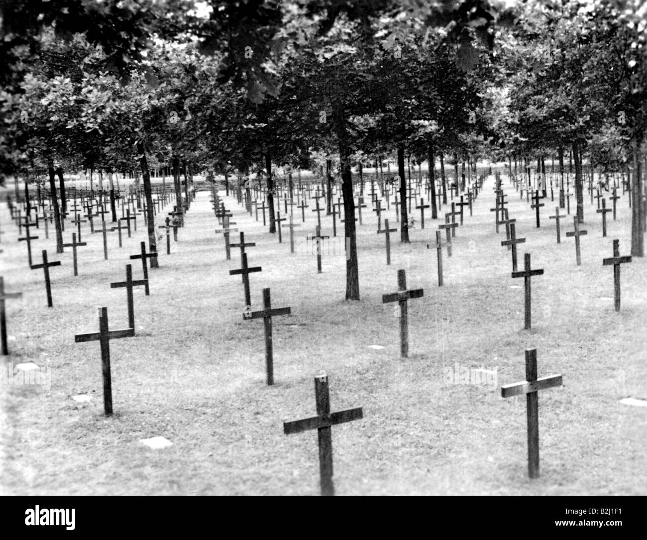 death, cemeteries, German soldier's cemetery near Langemark, Belgium, 1940, Stock Photo