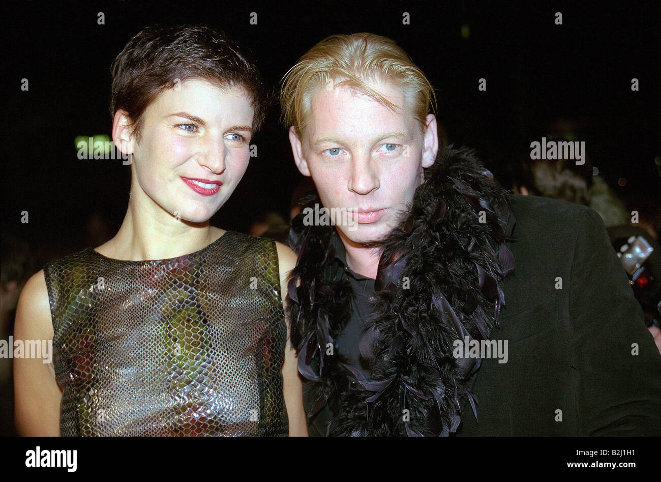 Becker, Ben, * 19.12.1964, German actor, with his partner and manager Anna Seidel, premiere of 'Gloomy Sunday', Hamburg, October 1999, Stock Photo