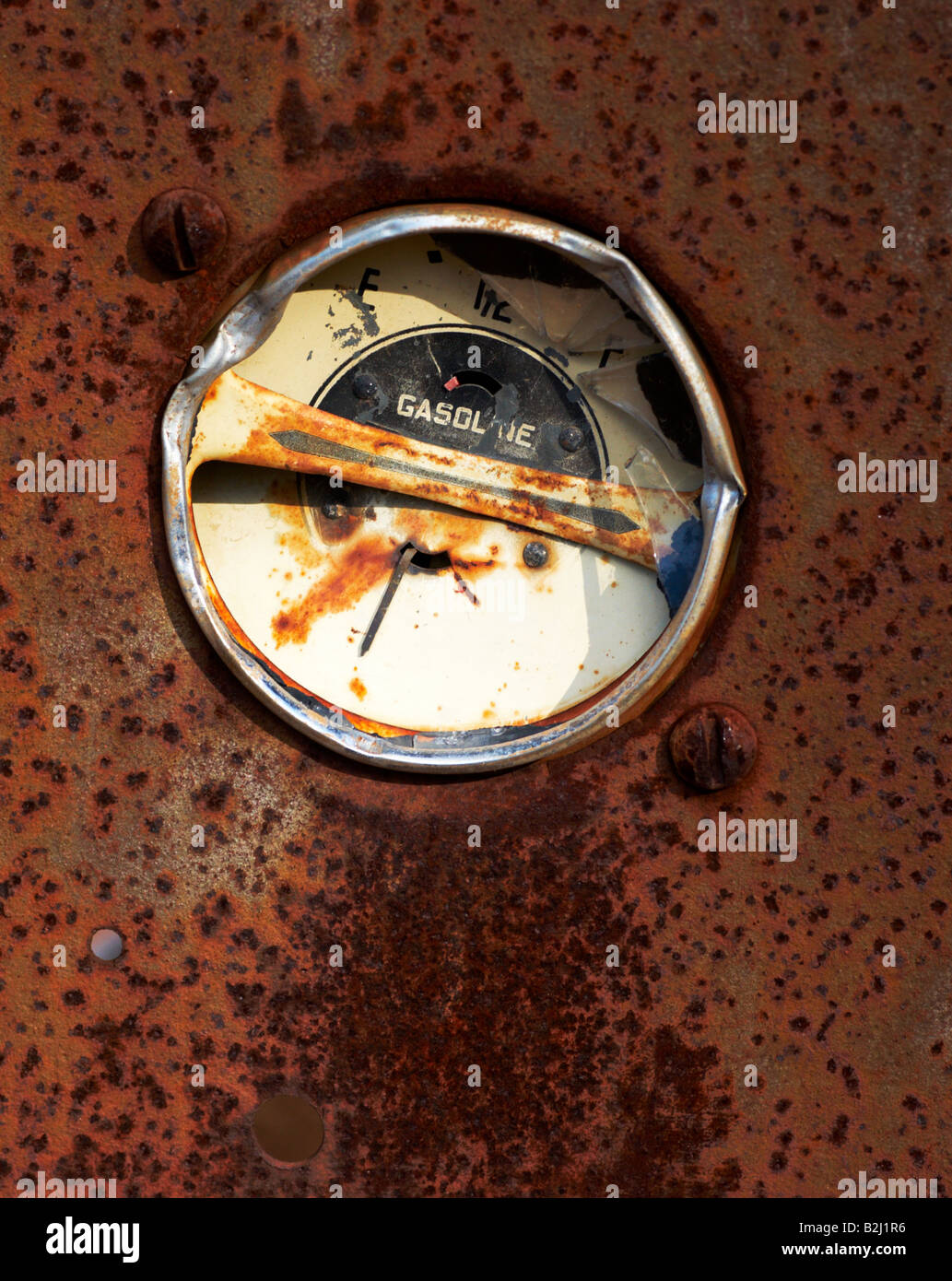 An old rusted broken fuel gauge Stock Photo Alamy