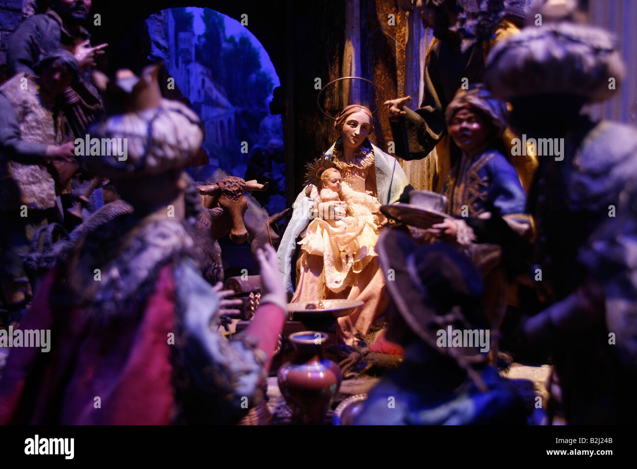 jesus christ nativity scene in church, rome italy Stock Photo Alamy