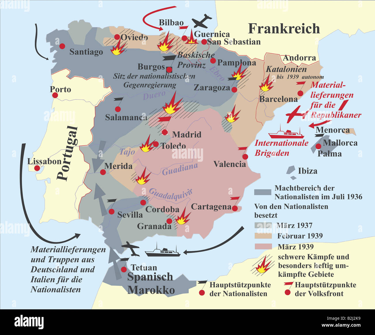 Spanish civil war map hi-res stock photography and images - Alamy