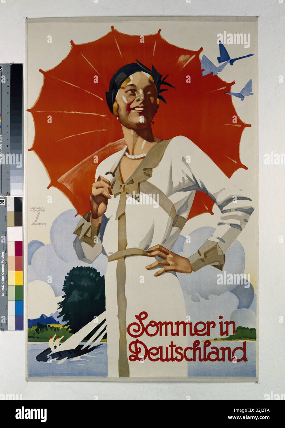 advertising, tourism, 'Sommer in Deutschland' (Summer in Germany), 1920s, poster, design by Ludwig Hohlwein (1874 - 1949), Stock Photo