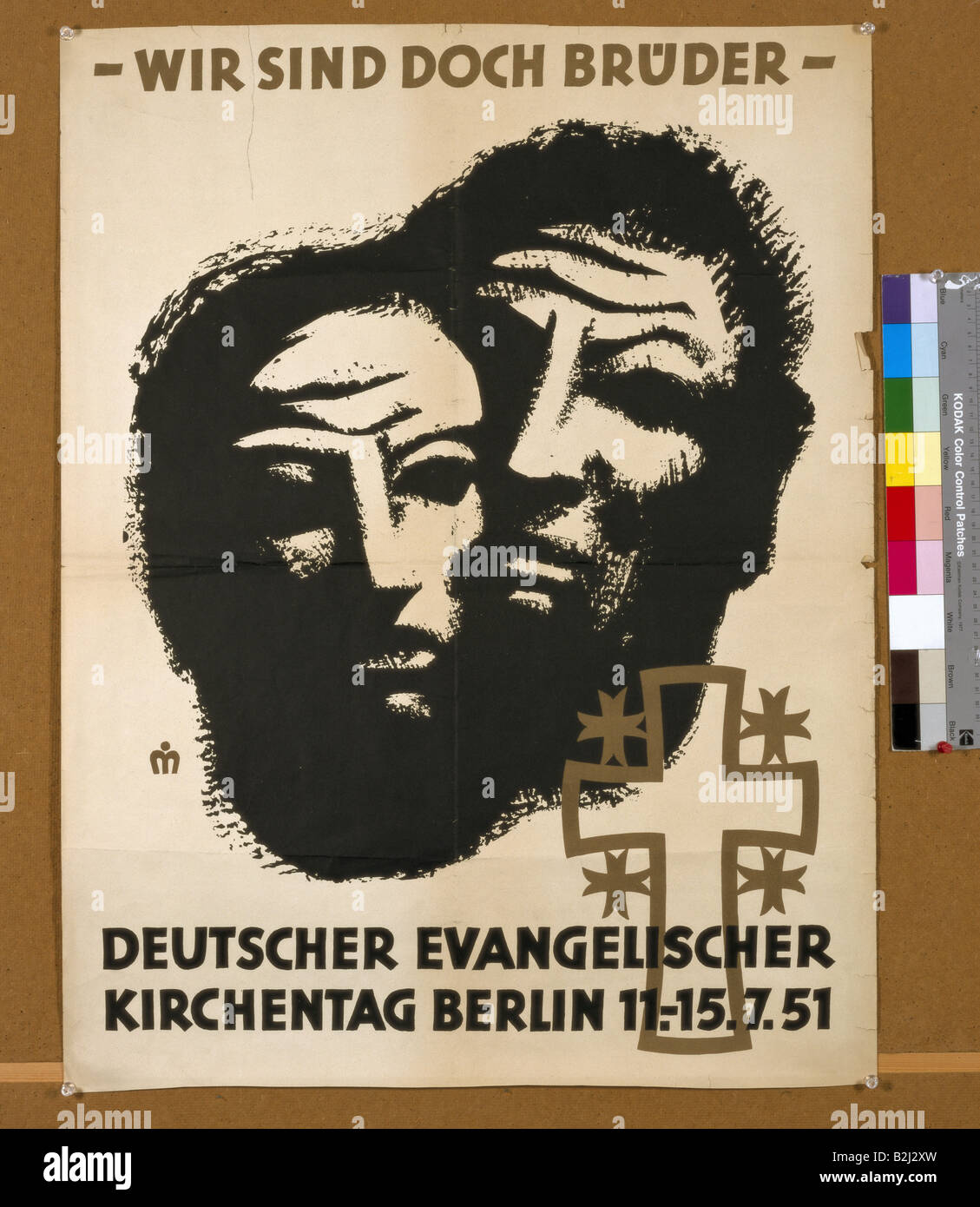 religion, Christianity, Protestant Church Congress, 'Wir sind doch Brueder' (We are brothers after all), Deutscher Evangelischer Kirchentag, Berlin, 11.7.1951 - 15.7.1951, advertisement, Stock Photo