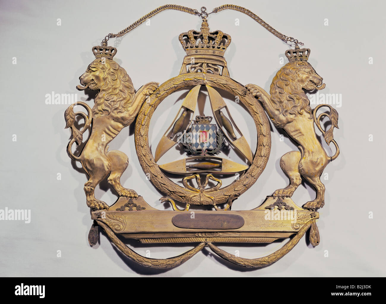 craft / handcraft, guilds, guild sign, weaver, brass, Munich, 1825