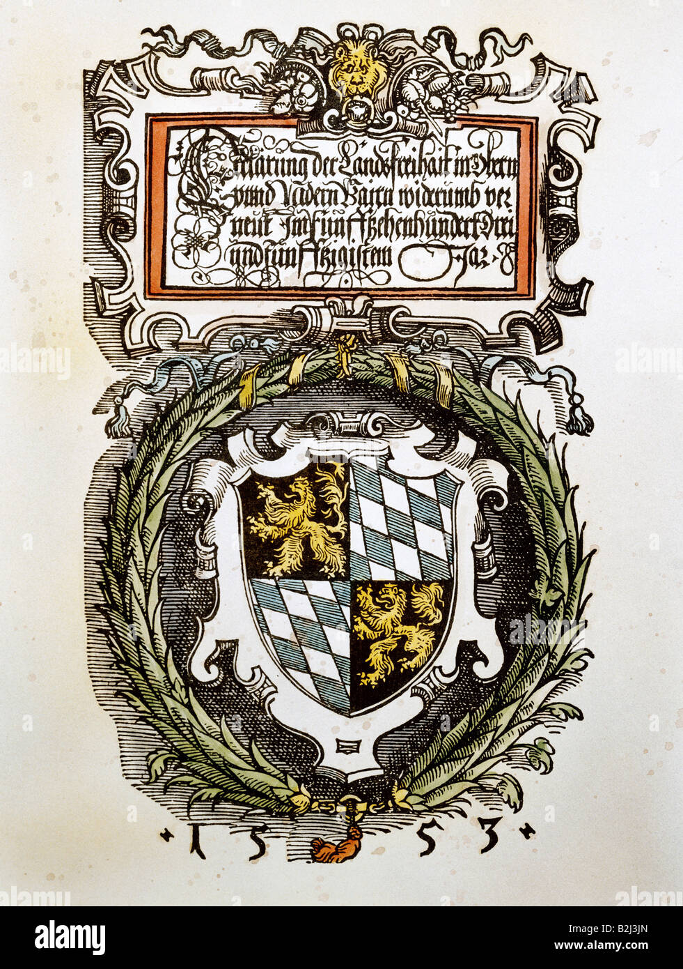 justice, documents, 'Erklaerung der Landsfreiheit' (Legal commentary to the 'Landsfreiheit'), title page, Ingolstadt, Germany, 1553, private collection, , Stock Photo