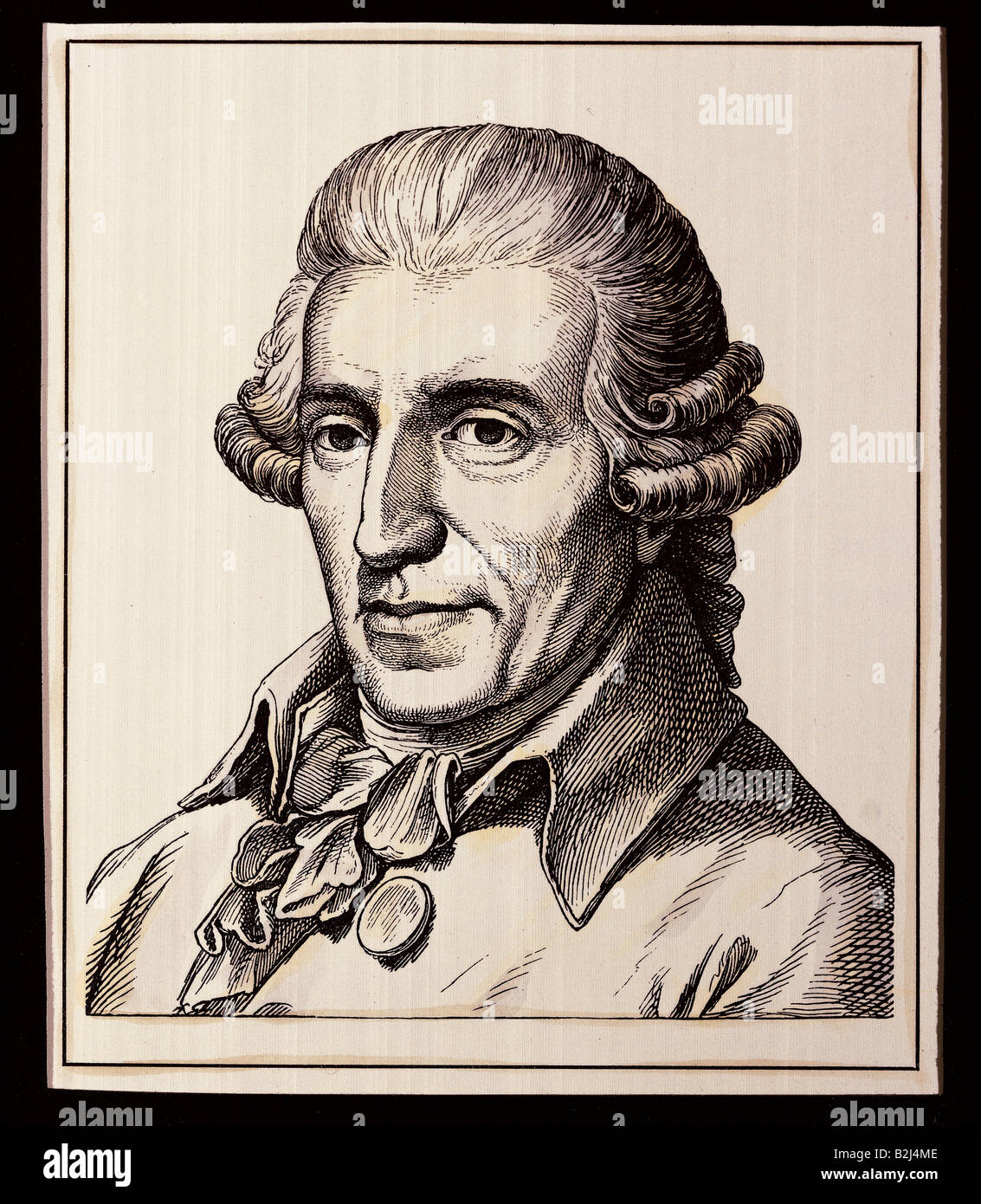 Haydn, Joseph, 31.3.1732 - 31.5.1809, Austrian musician (composer), portrait, wood engraving by Hugo Buerkner, 1854, Stock Photo