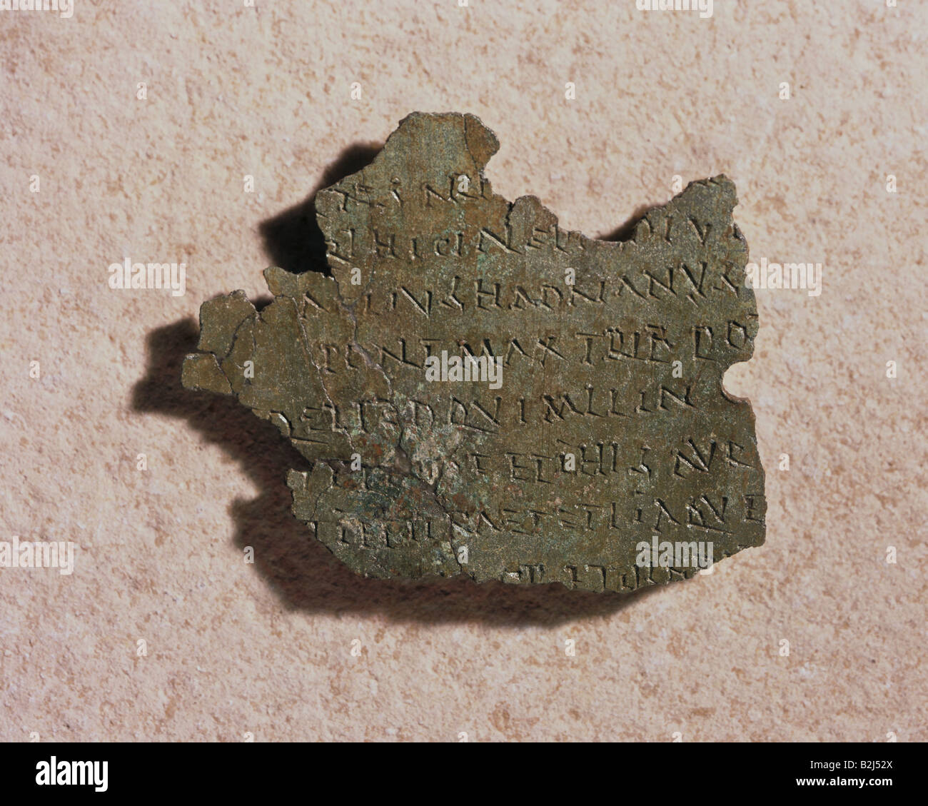 military, ancient world, Roman Empire, military diploma for a soldier of the auxiliary forces, bronze, Oberschneiding, Lower Bavaria, circa 138/140 AD, Bavarian State Archaeological Collection, Munich, bestowal of citizenship, dokument, 2nd century, AD, Germany, historic, historical, ancient world, Stock Photo