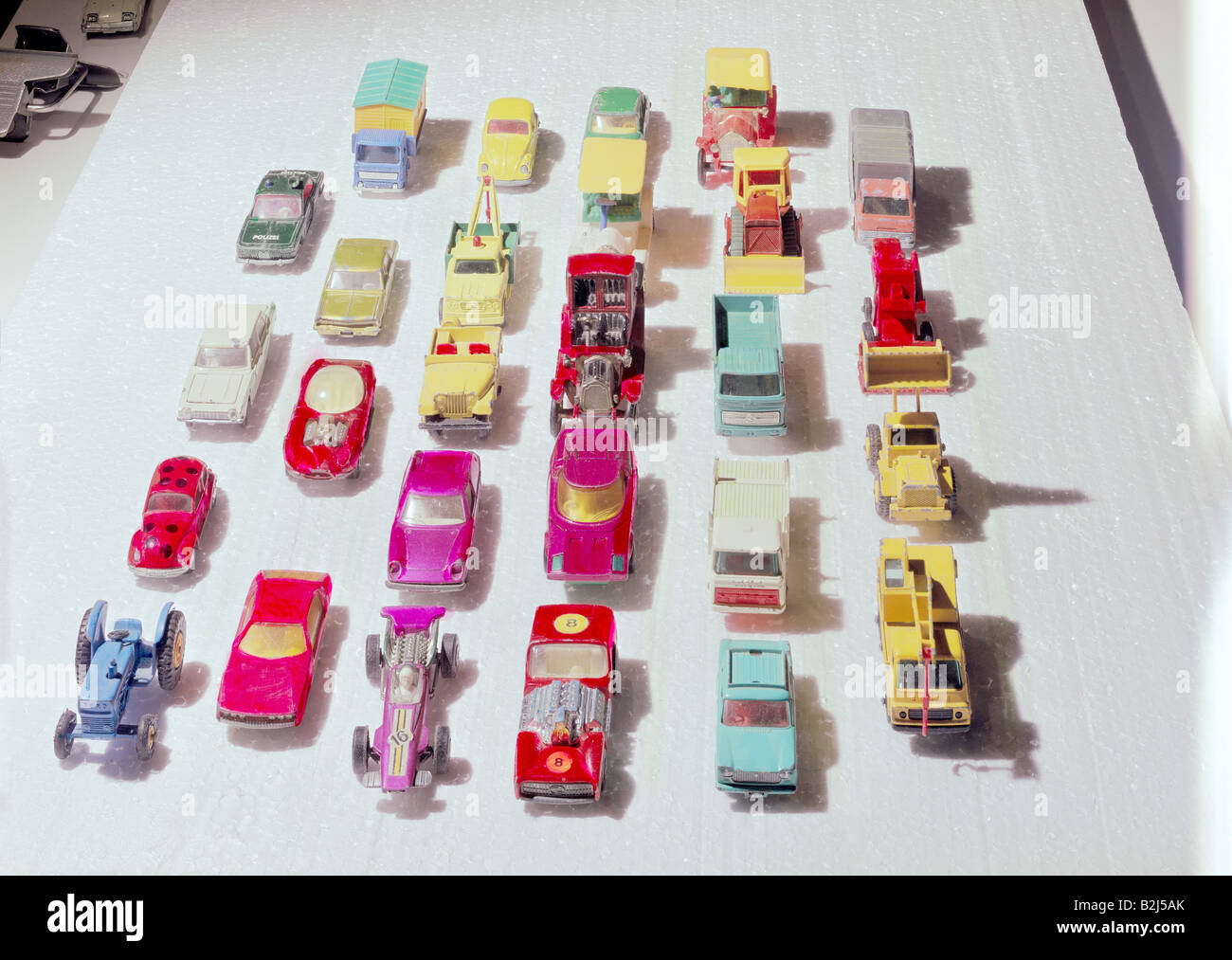 toys, toy cars, differtn types made by Matchbox, 1970 - 1975, Stock Photo
