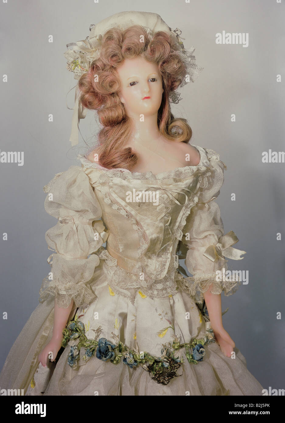 toys, dolls, "Large manikin", wax doll, leather body, wig, clothes