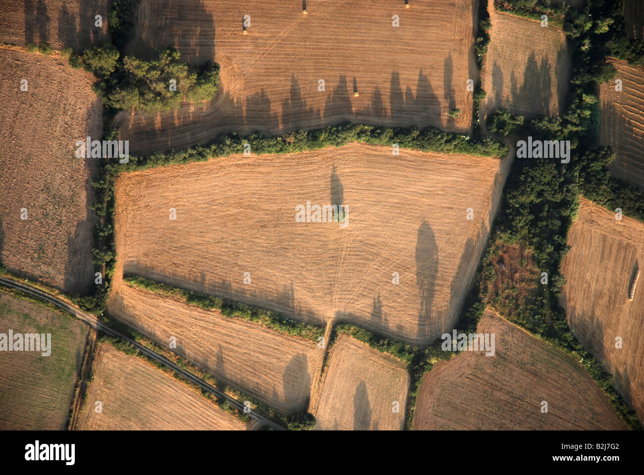 Spain Catalonia agricultural fields elevated view Stock Photo