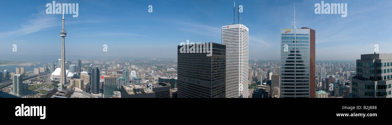 The skyline of Toronto Canada seen from the top of the TD Bank tower in the centre of the city's financial district Stock Photo