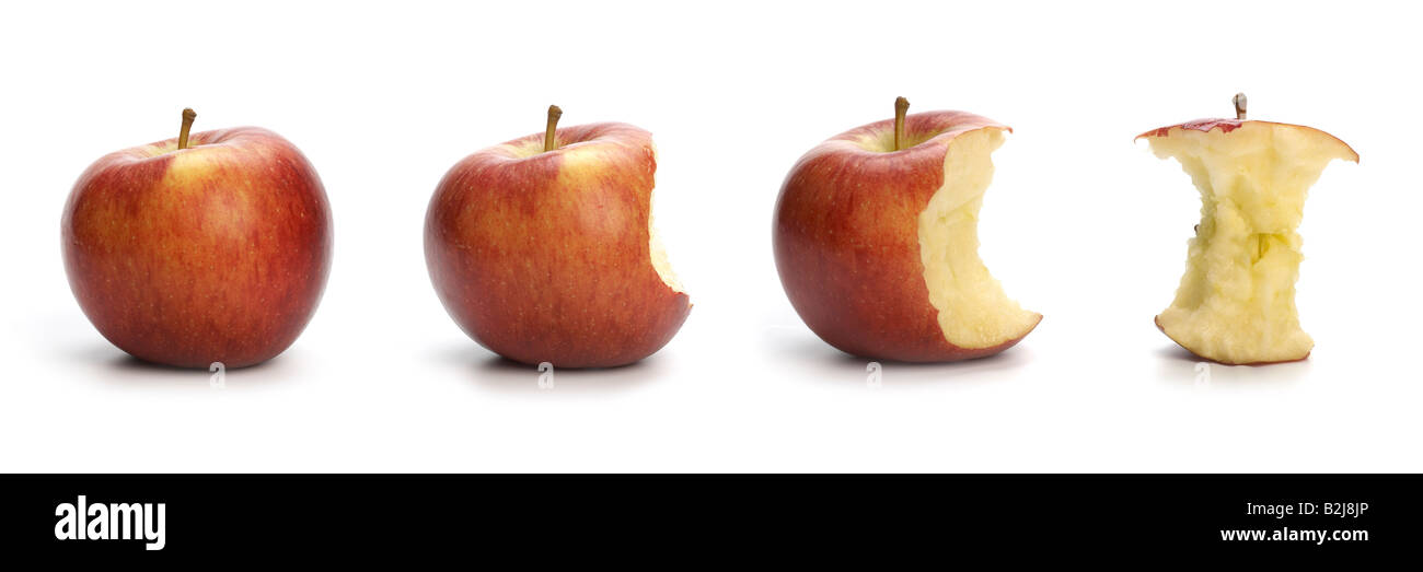 Sequence of Braeburn apple being eaten Stock Photo Alamy