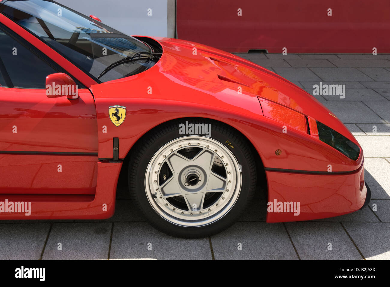 Front profile close up of red Ferrari F40 Stock Photo