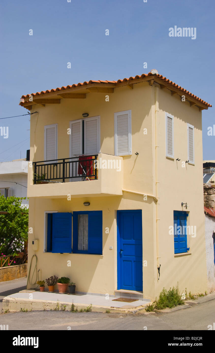 Traditional housing in Malia Old Town on the Greek Mediterranean island of Crete GR EU Stock Photo