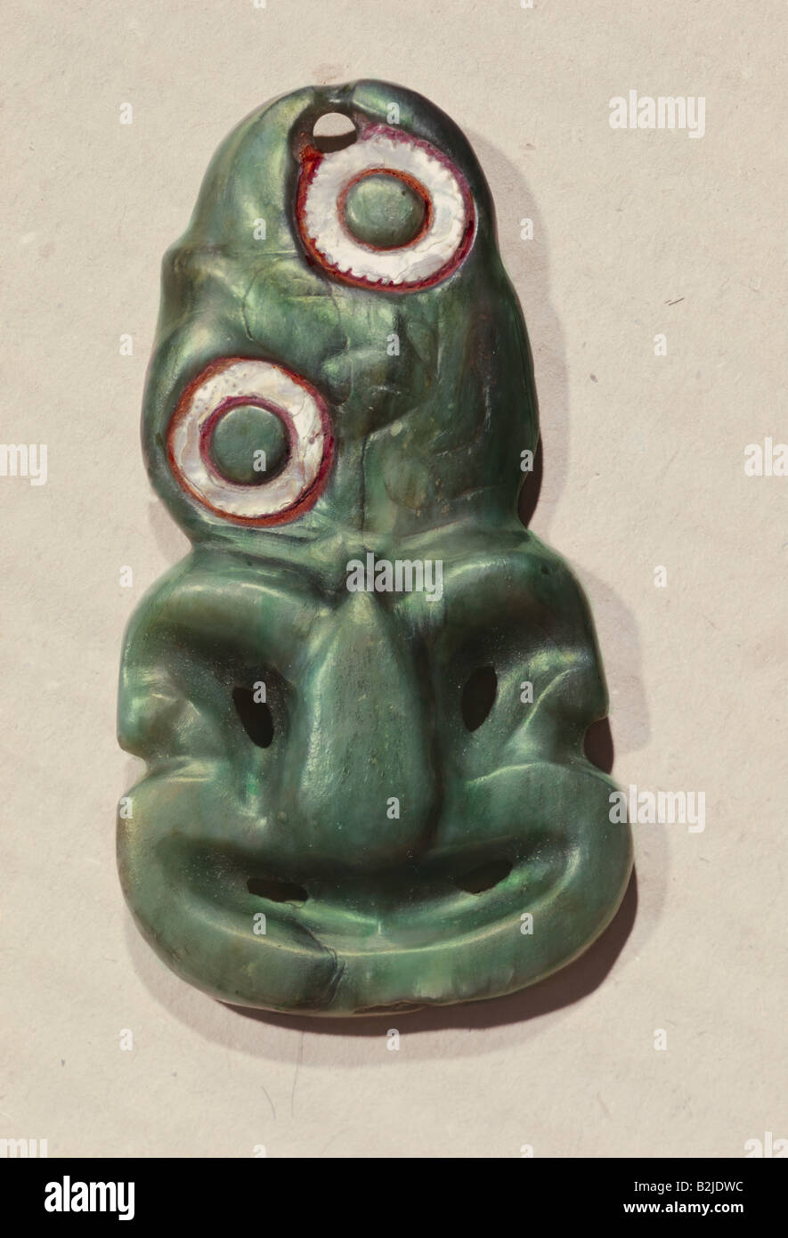 fine arts, Oceania, New Zealand, sculpture, embryo, Tiki, jade with nacre, private collection, , Artist's Copyright has not to be cleared Stock Photo
