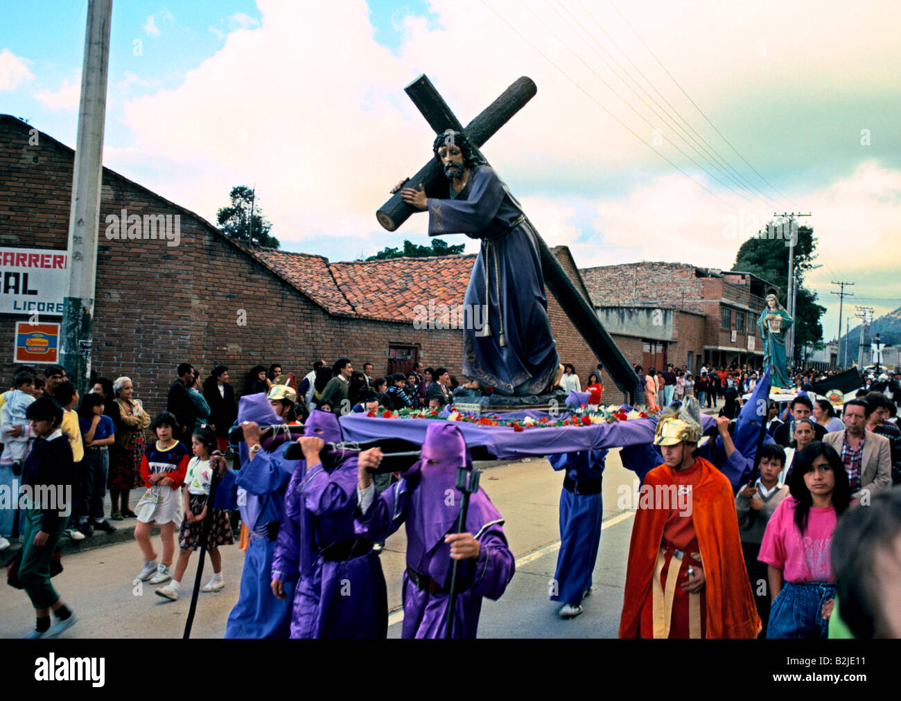 easter sunday in bogota columbia carrying an effigy of christ Stock Photo