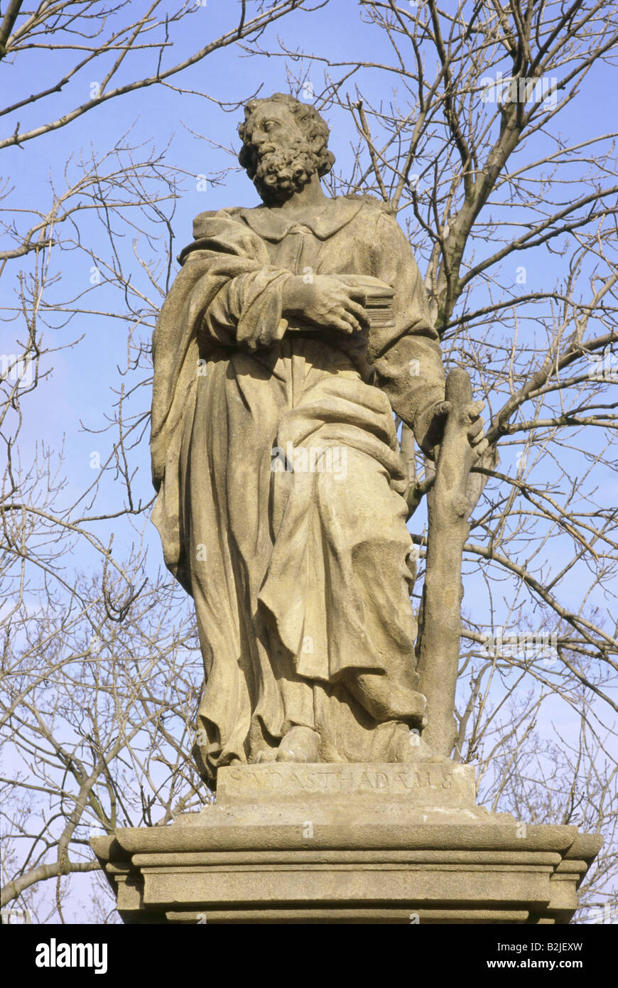 Jude, Apostle, Saint, statue, Charles Bridge, Prague, Czech Republic, built: 1708 by Jan Oldrich Mayer, Stock Photo