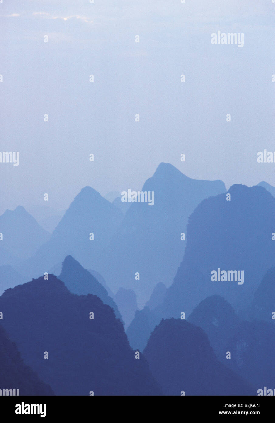China. Guangxi Province. Yangshuo mountains. View from Moon hill. Stock Photo