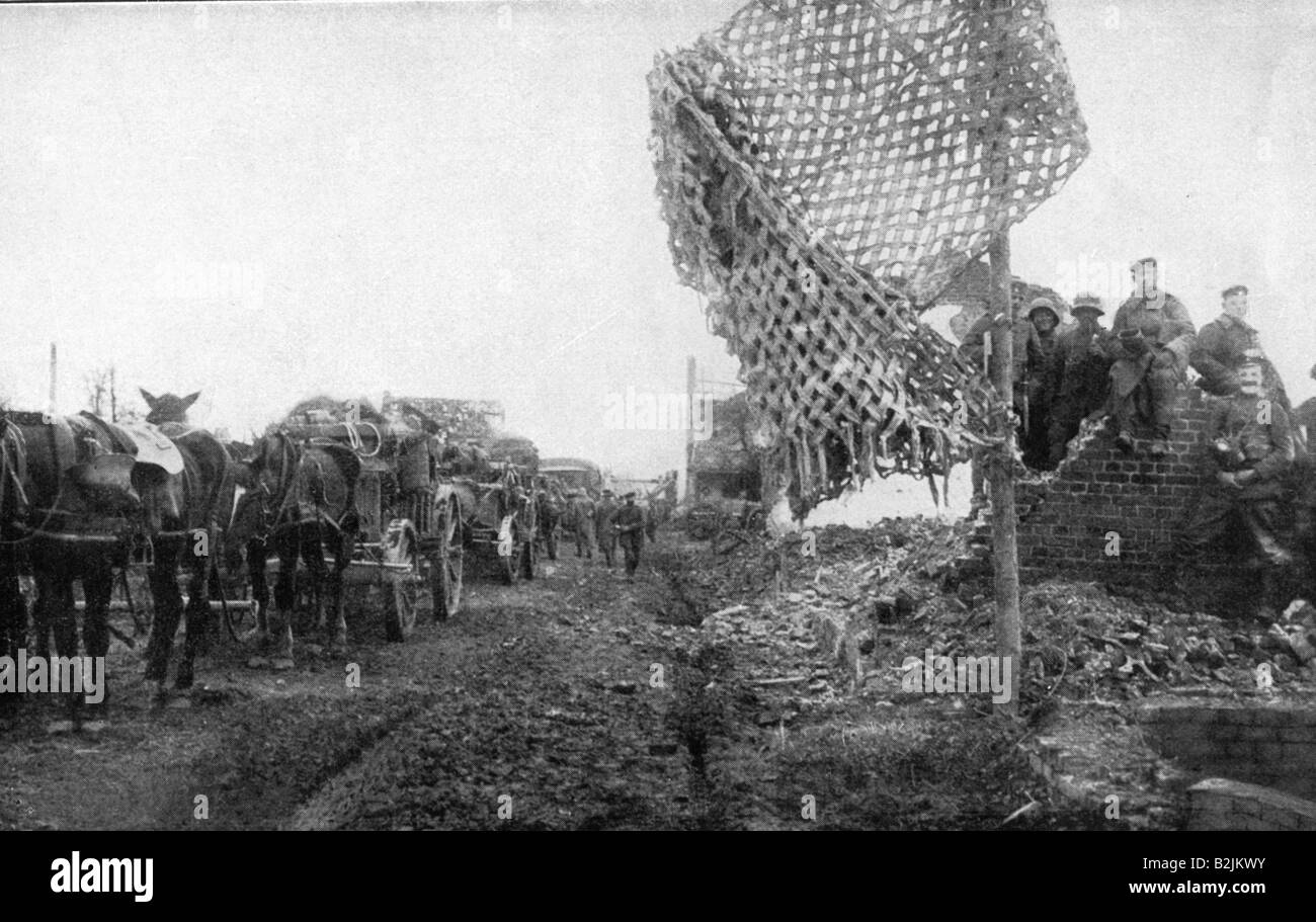 events, First World War / WWI, Western Front, German supply train at Le