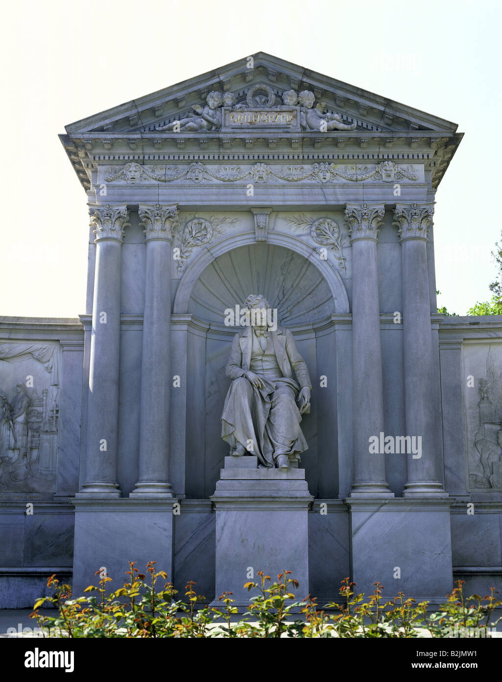 Grillparzer, Franz, 15.1.1791 - 21.1.1872, Austrian writer, memorial, statue, built: 1889, sculptor: Carl Kundmann, conception by Rudolf Weyr, Volksgarten, Vienna, Austria, Stock Photo