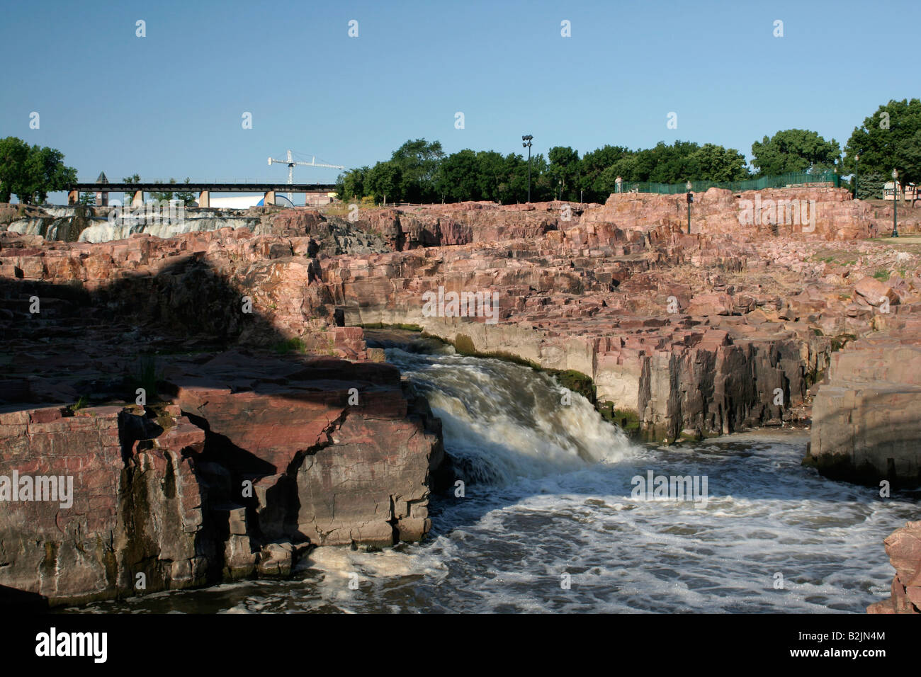 Falls on the Big Sioux river Falls Park in Sioux Falls South Dakota Stock Photo