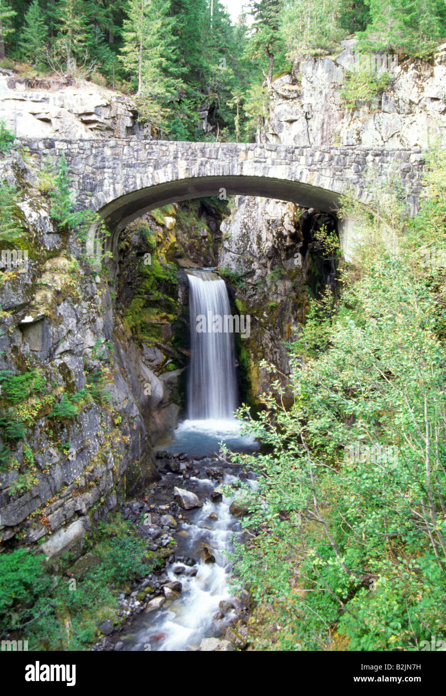 Christine Falls Mt Rainier National Park Washington State Stock Photo