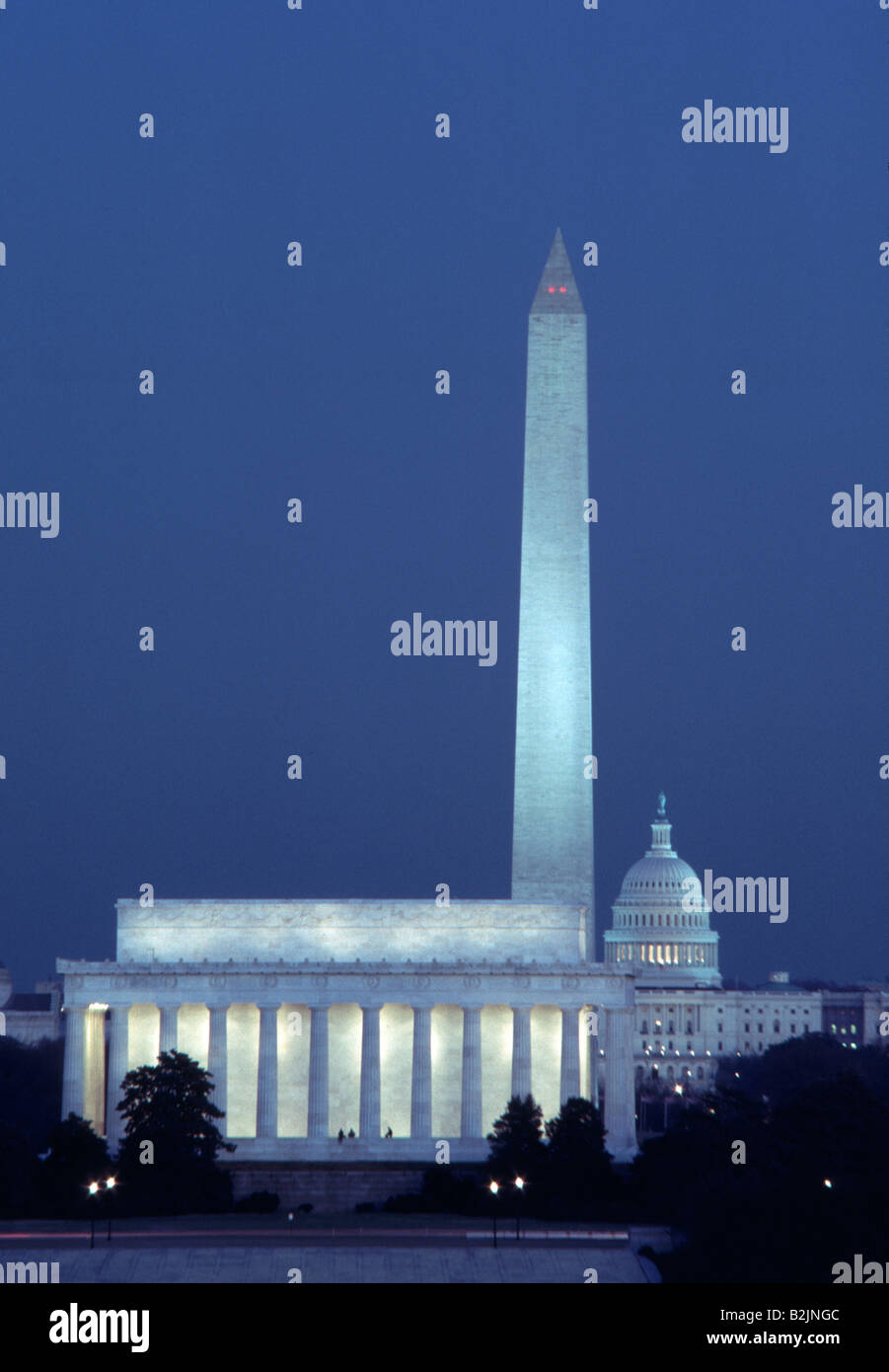Washington DC Capital Alignment Monument Lincoln Memorial Stock Photo