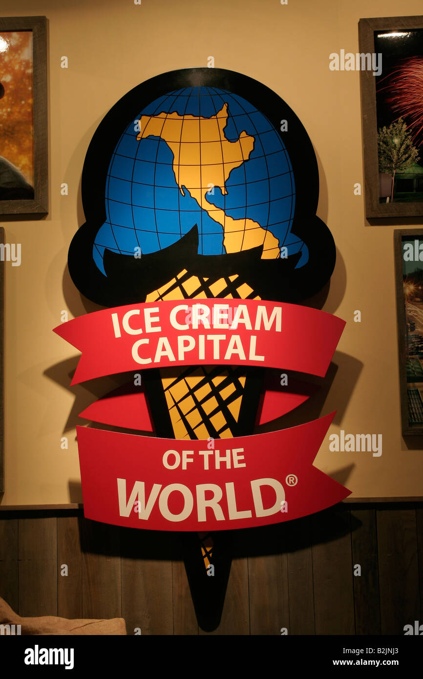 Sign in Blue Bunny museum ice cream capitol of the world Le Mars Iowa