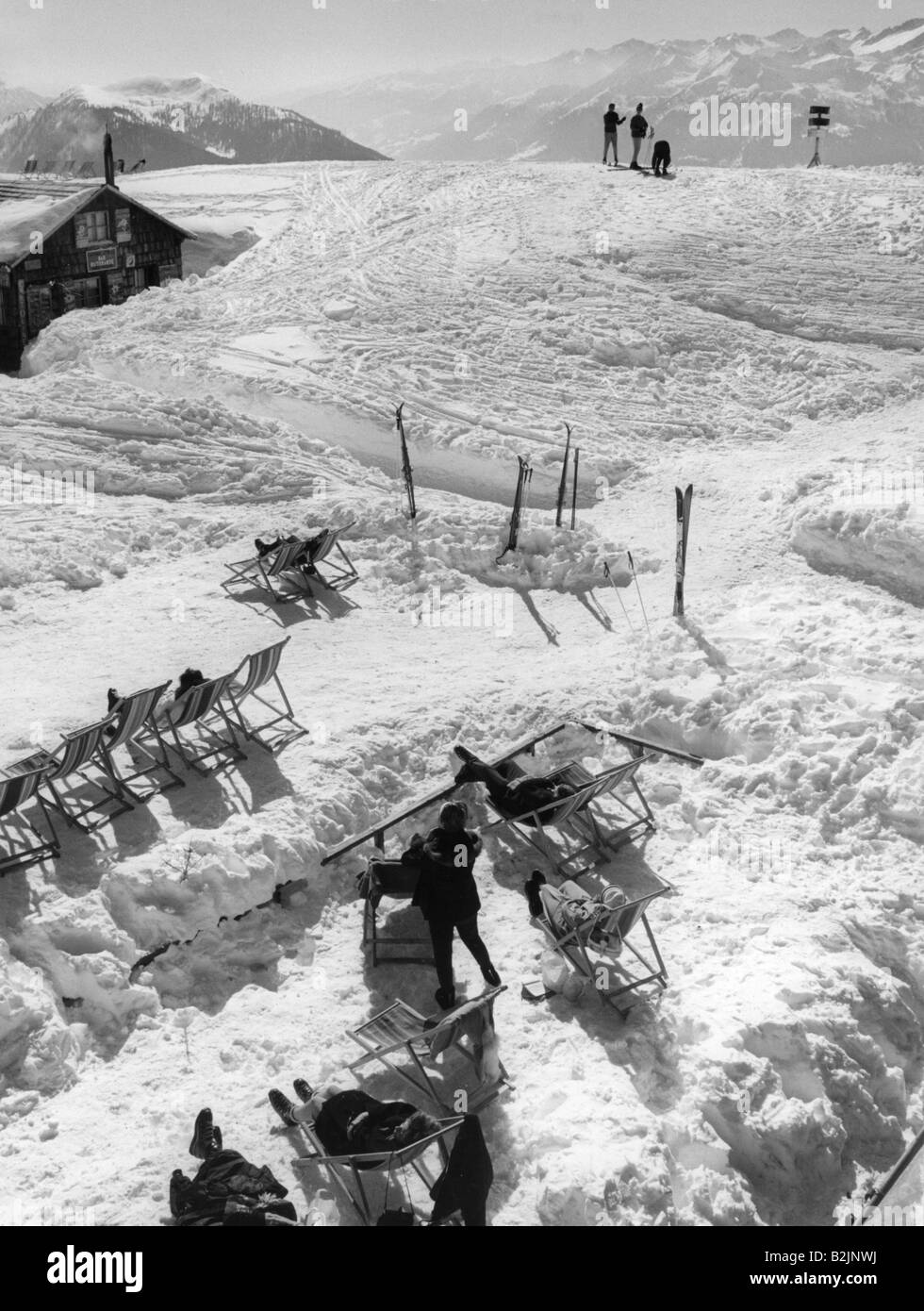 sports, winter sports, alpine skiing, 1950s, 50s ski Stock Photo Alamy