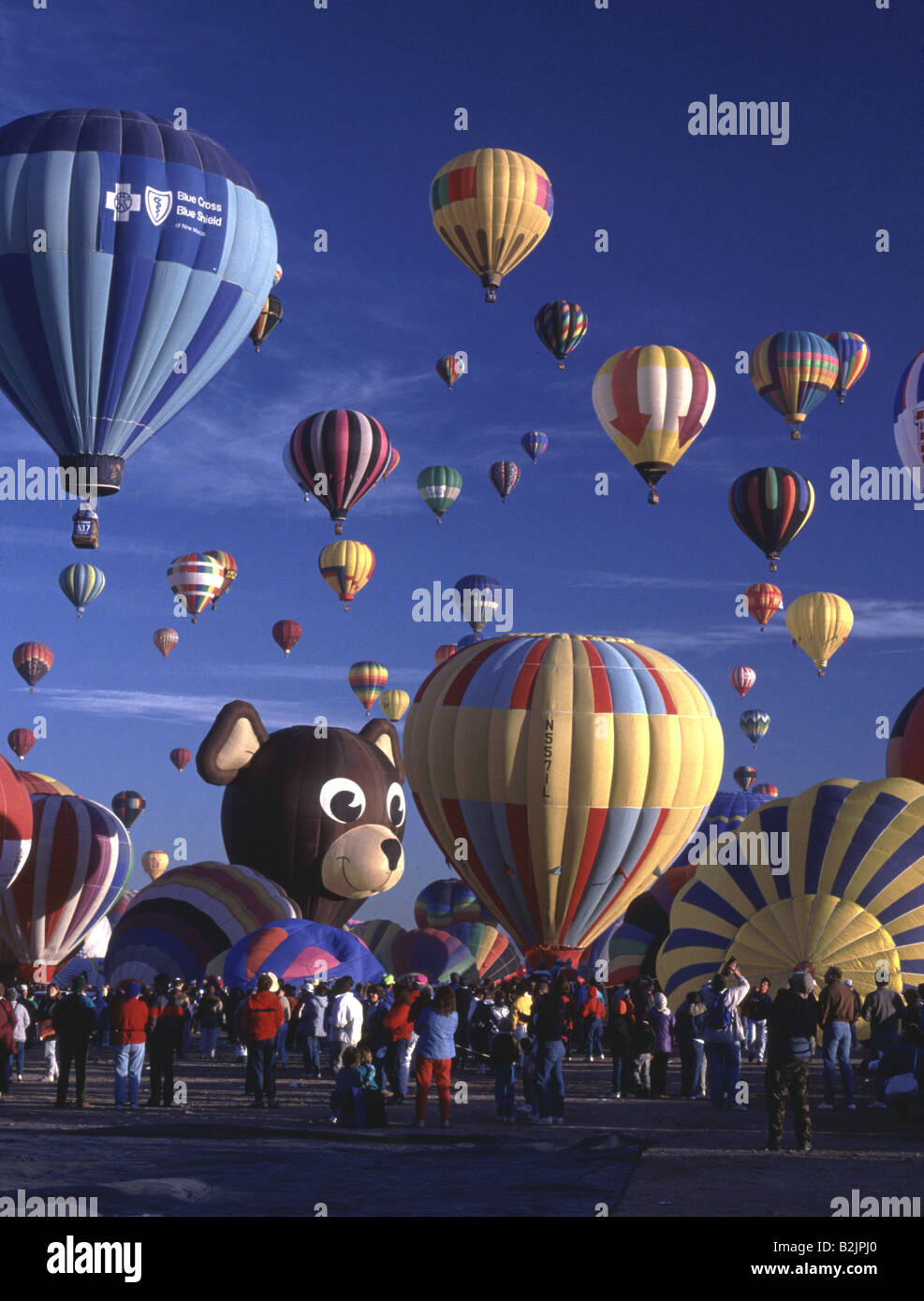 Hot Air Balloons Launch Albuquerque International Balloon Fiesta New Mexico USA Stock Photo