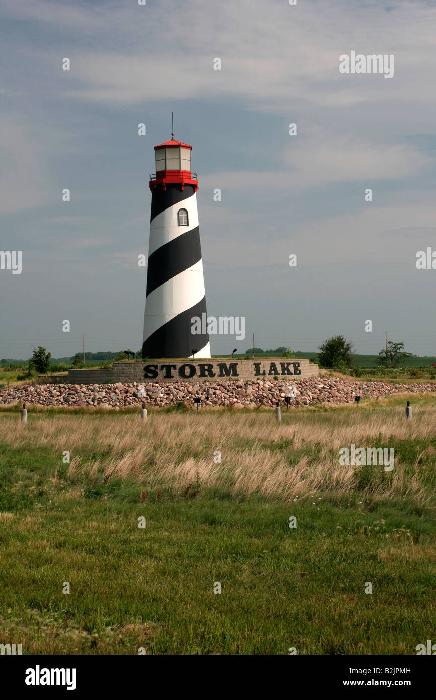 Storm Lake Iowa lighthouse sign Stock Photo Alamy