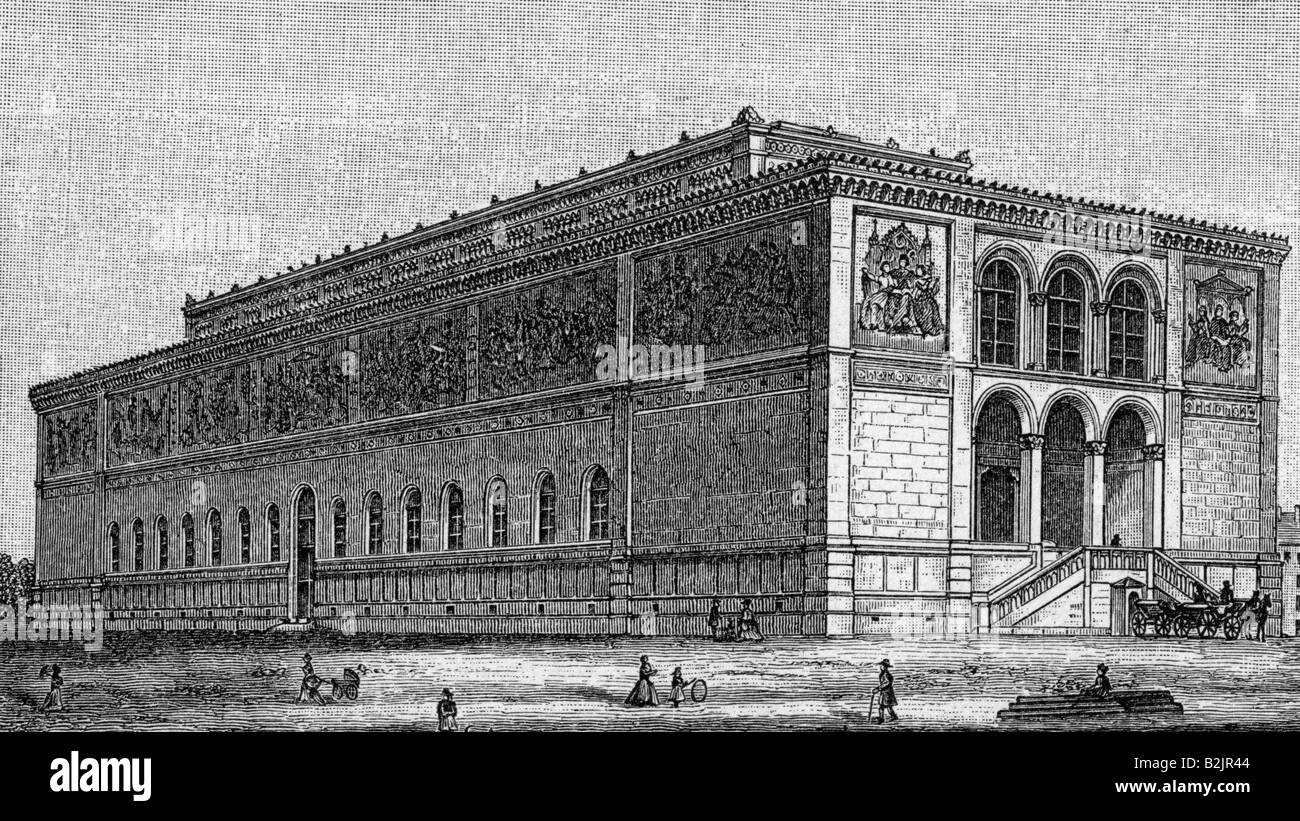 Friedrich von gartner engraving exterior view hires stock photography