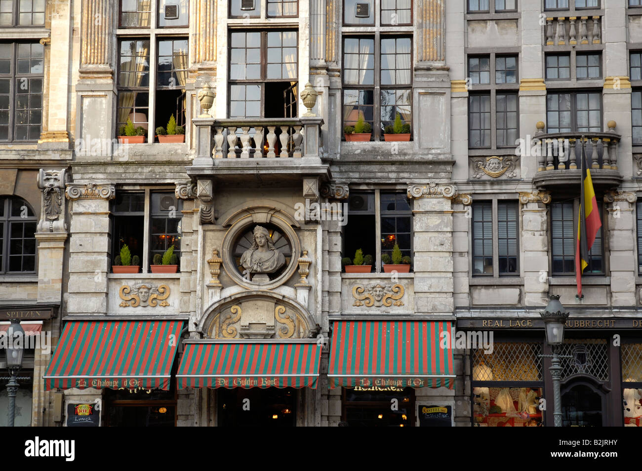 The famous Grand Place De Gulden Boot restaurant at Brussels Belgium ...