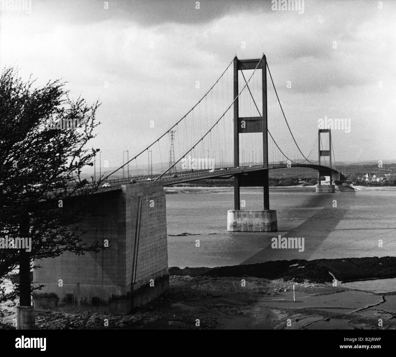geography / travel, Great Britain, landscape / landscapes, bridges, The Severn Bridge, suspension bridge, opening date 8.9.1966, 1960s, Stock Photo