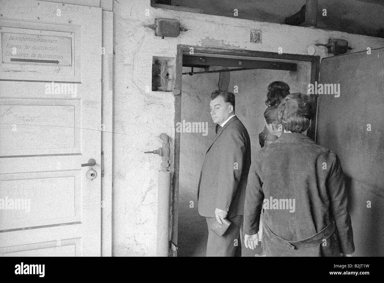 geography / travel, Germany, Bavaria, Dachau, former concentration camp, memorial site, gas chamber, visitors, September 1963, Stock Photo