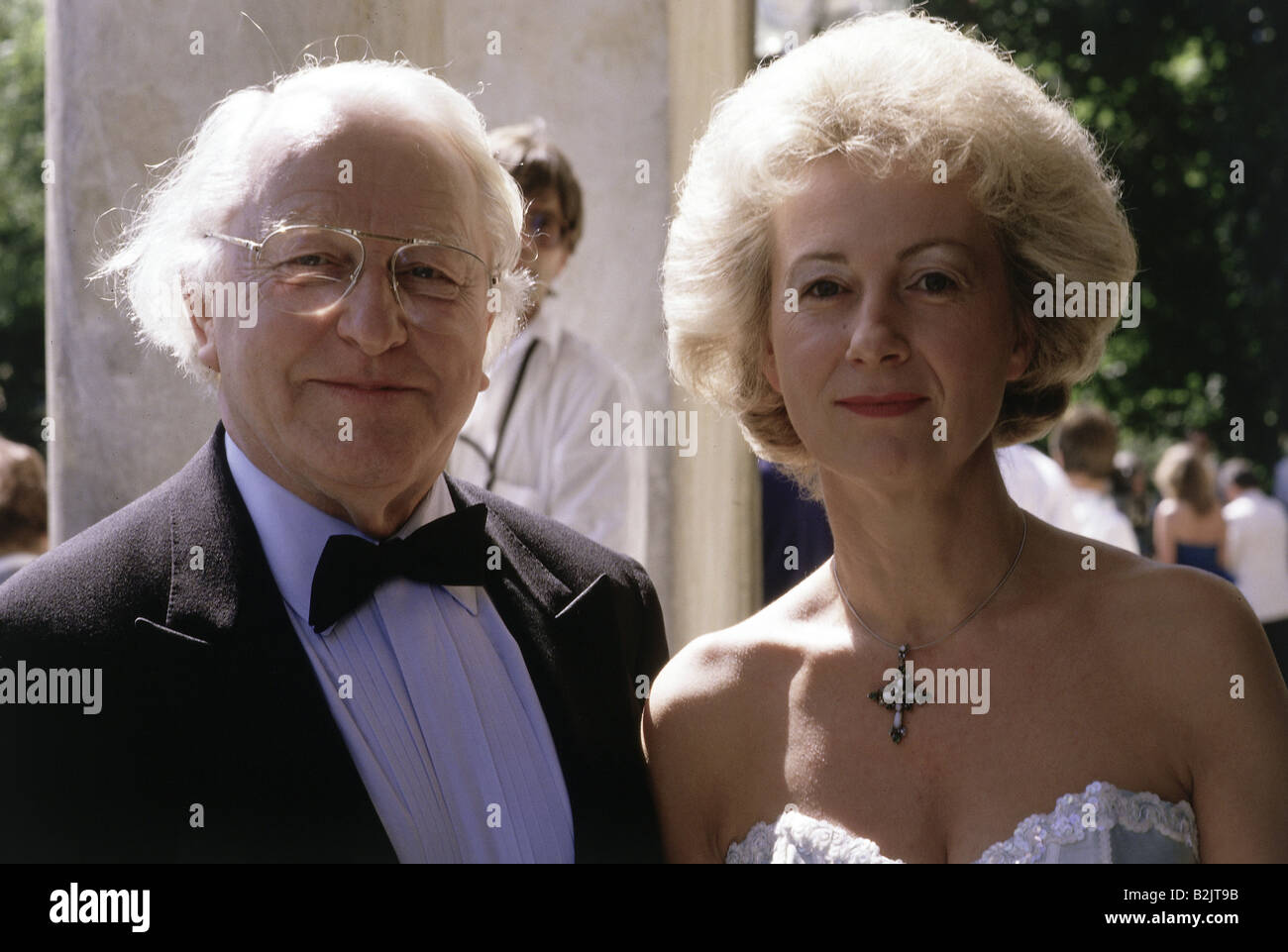 Wagner, Wolfgang, 30.8.1919 -21.3.2010, German director (opera), half length, with his wife Gudrun, Richard Wagner Festival, Bayreuth, 1991, Stock Photo