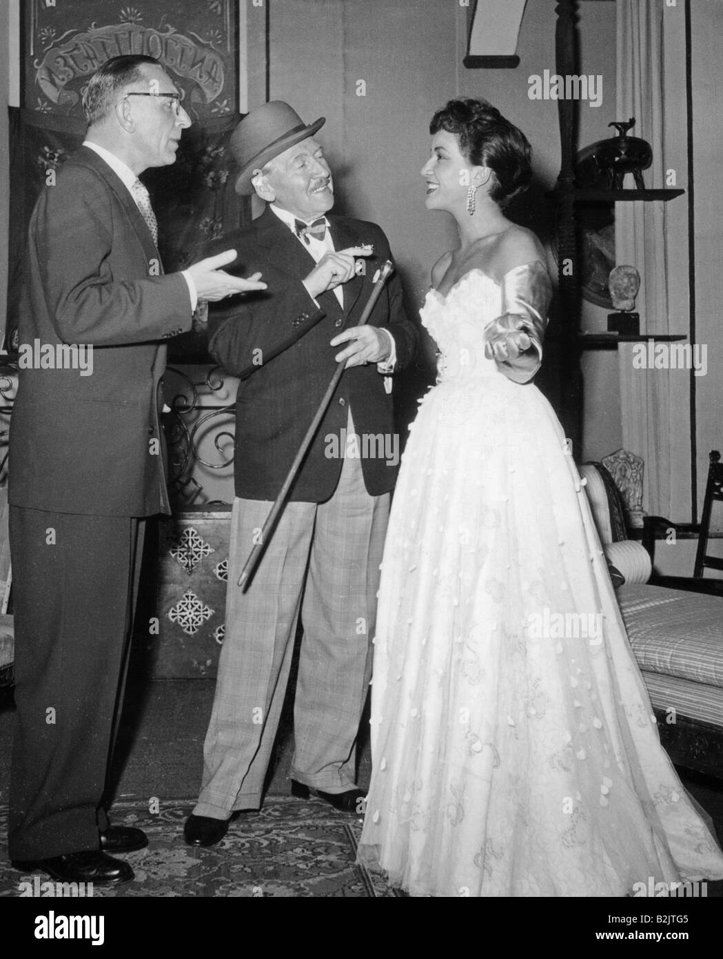 theatre, 'Nicht zuhoeren, meine Damen', scene with: Theo Lingen, Ernst Stahl-Nachbaur and Ursula Lingen, Renaissance Theatre, Berlin, 28.9.1951, Stock Photo