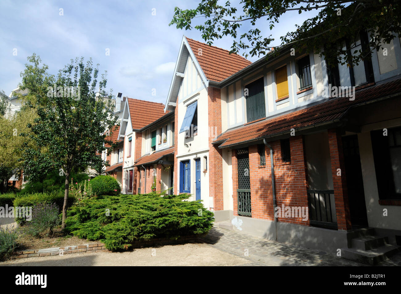 One the nicest 'HLM' (government subsidised public housing), named the 'Petite Alsace' in Paris, France. Stock Photo