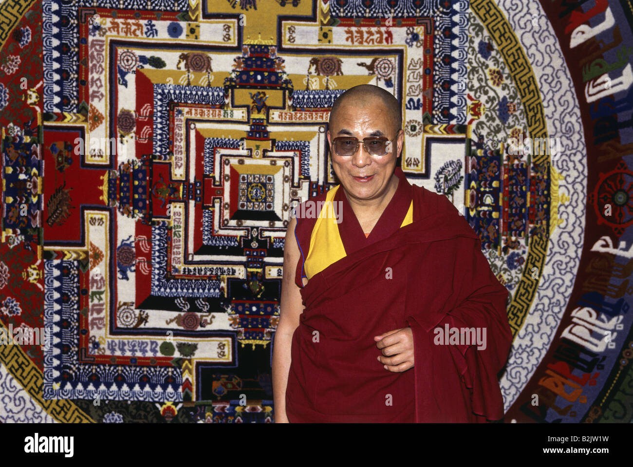 Dalai Lama 14th (Tenzin Gyatso), * 6.7.1935, Tibetan lama and politician, half length, SOS Children`s Village opening, New Delhi, India, March 1991, Stock Photo