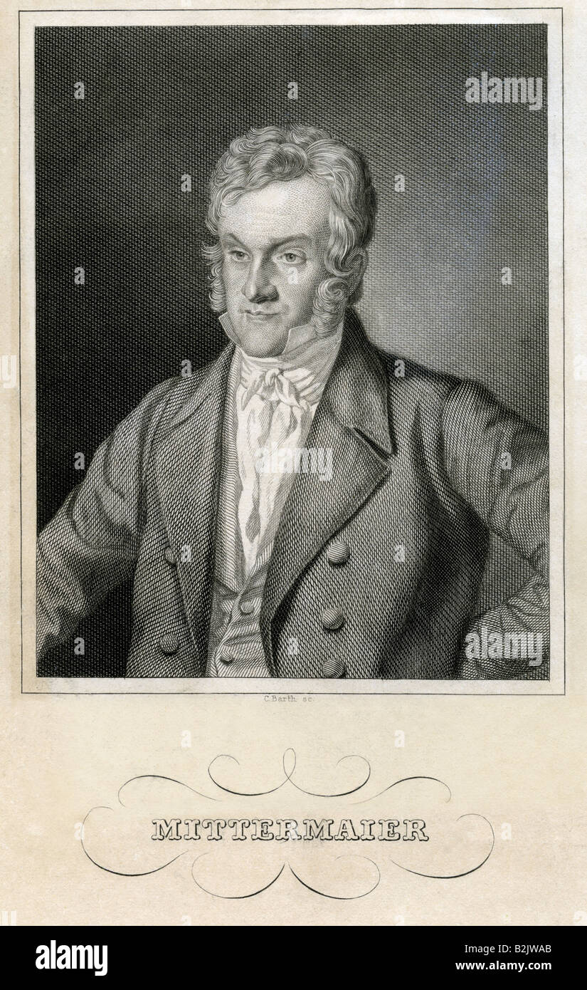 Mittermaier, Carl Joseph Anton, 5.8.1787 - 28.8.1867, Germany jurist, politician, half length, steel engraving, by C. Barth, Germany, 19th century, Artist's Copyright has not to be cleared Stock Photo