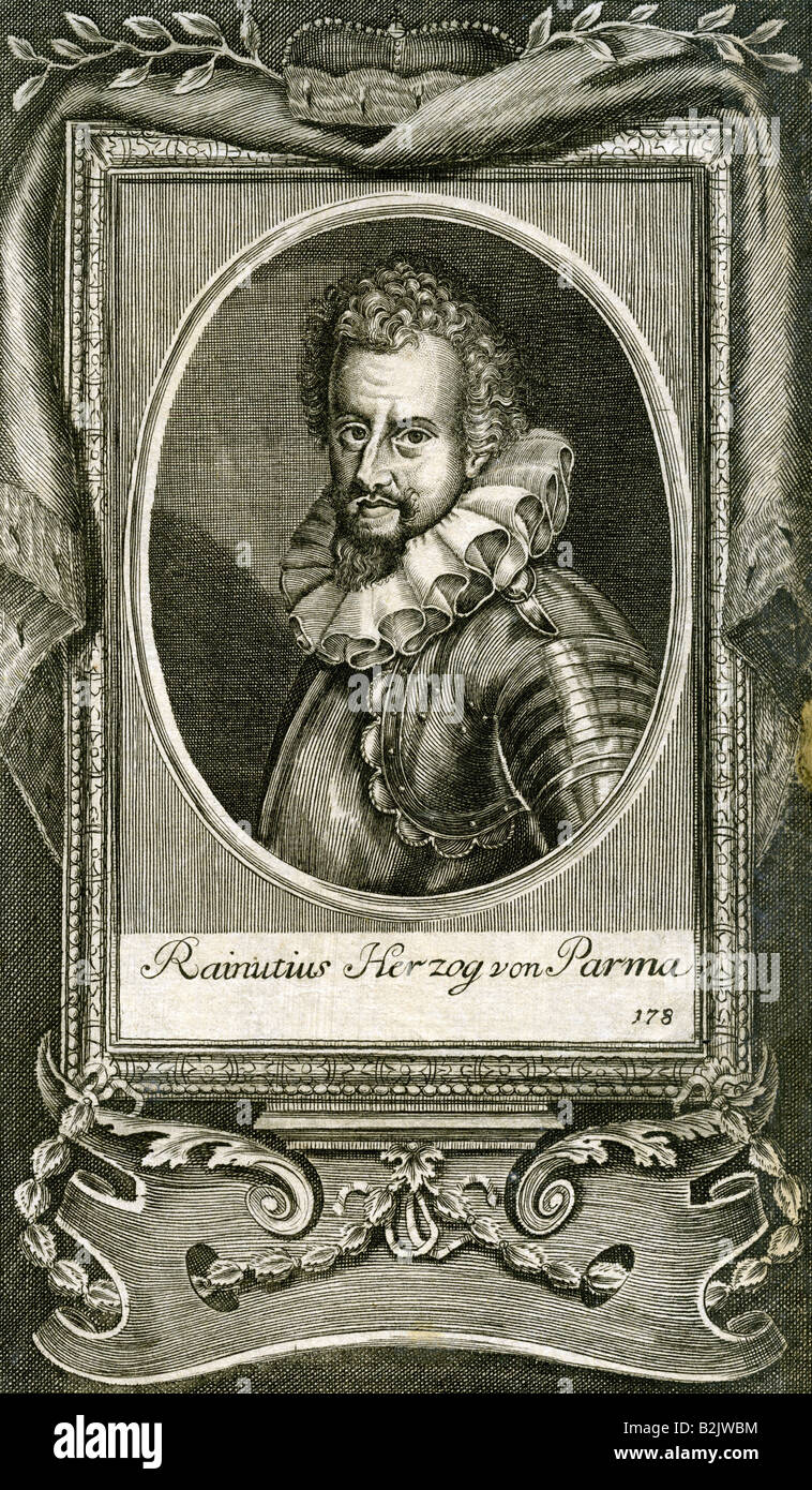 Ranuccio I Farnese, 28.3.1569 - 5.3.1622, Duke of Parma, Piacenza, portrait, copper engraving, Germany, um 1600, Artist's Copyright has not to be cleared Stock Photo