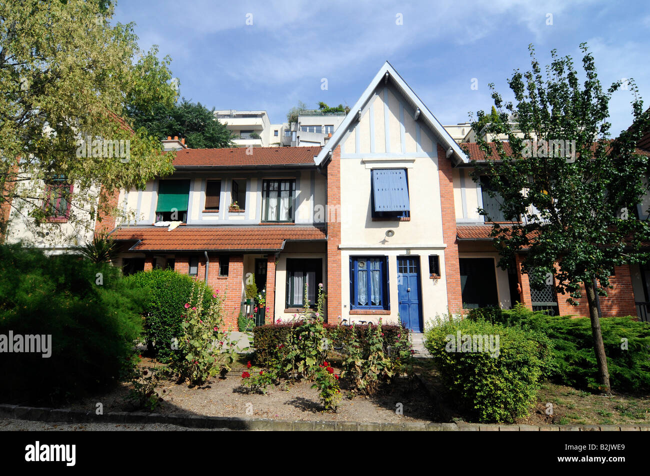 One the nicest 'HLM' (government subsidised public housing), named the 'Petite Alsace' in Paris, France. Stock Photo