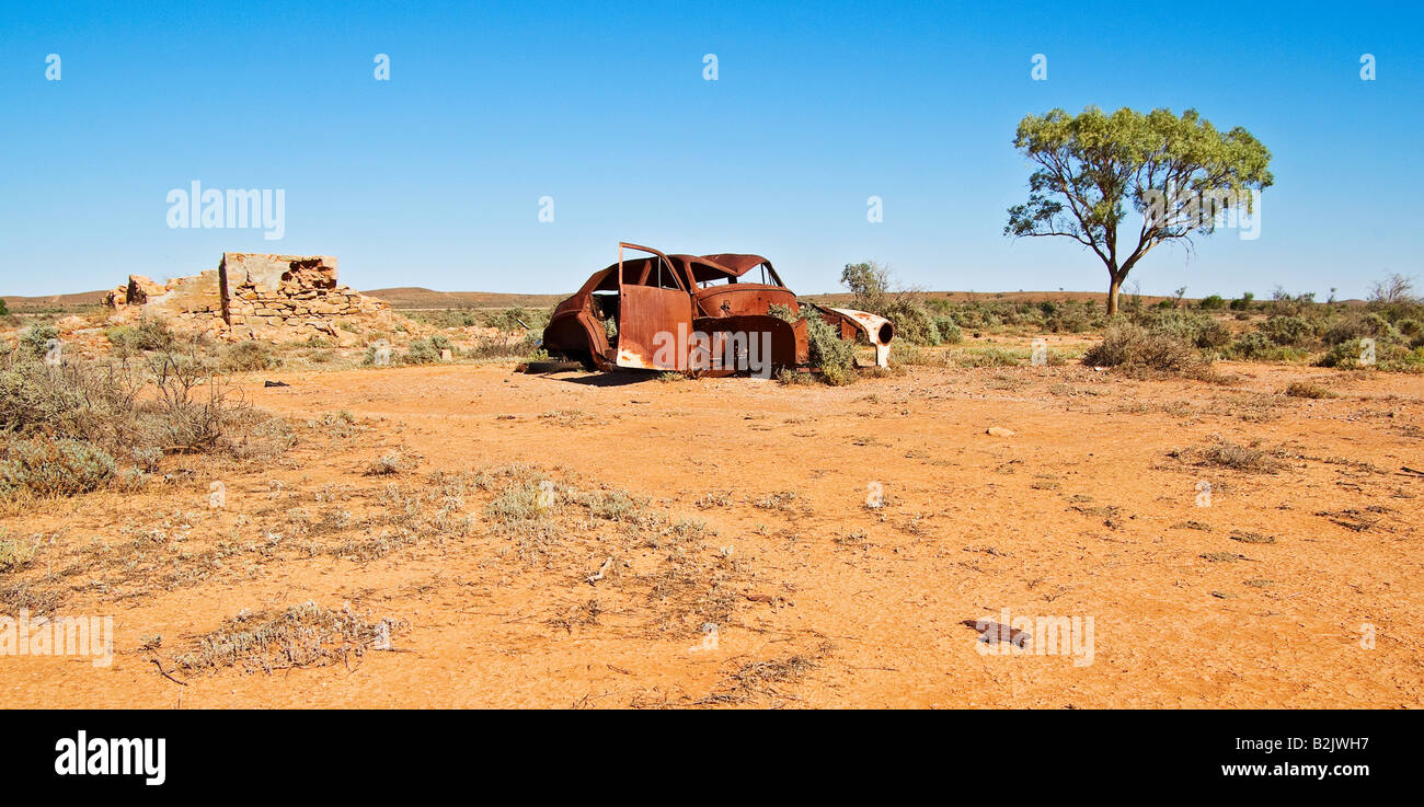 excellent image of an old car in the desert Stock Photo